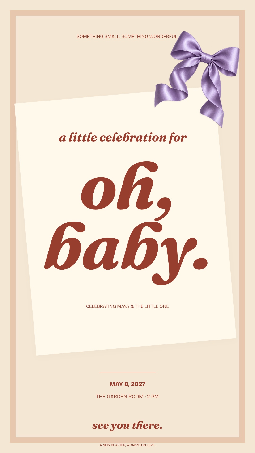 Little Arrival — Soft paper & bold serif invitation artwork