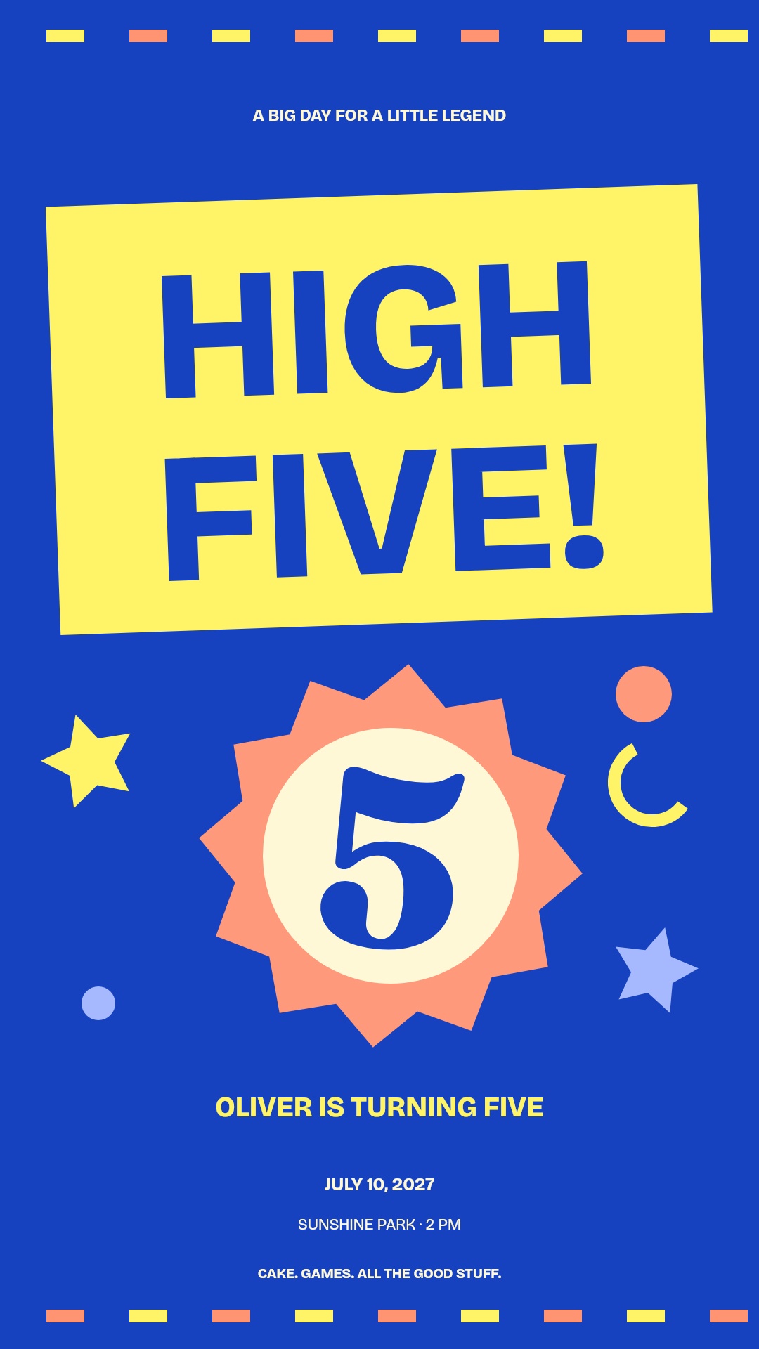 High Five — Playful bold type invitation artwork