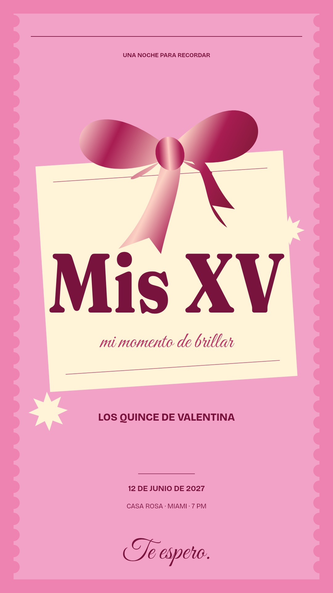 Rosa Quince — Pink satin invitation artwork