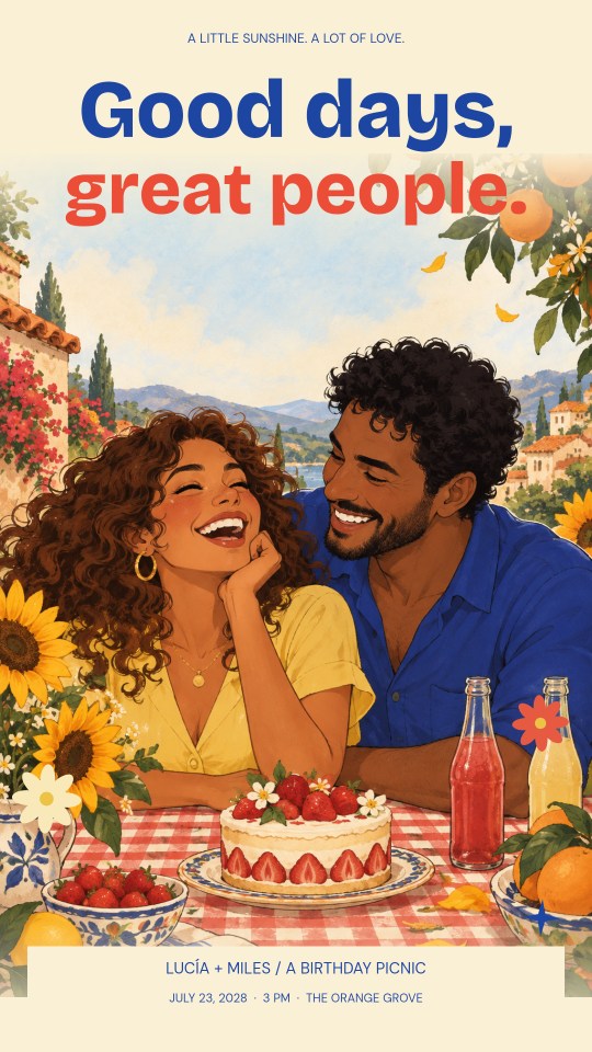Hand-painted 2D picnic invitation